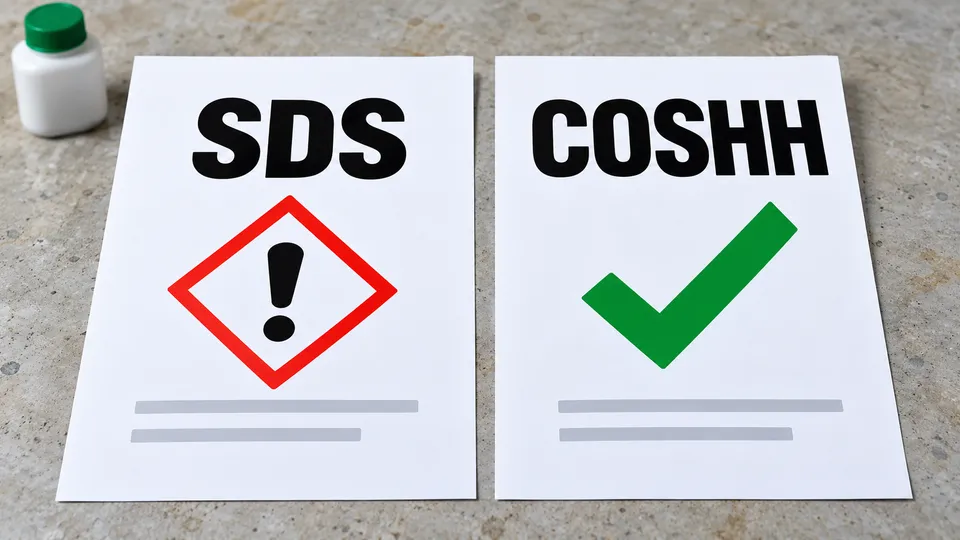 SDS and COSHH assessment documents side by side